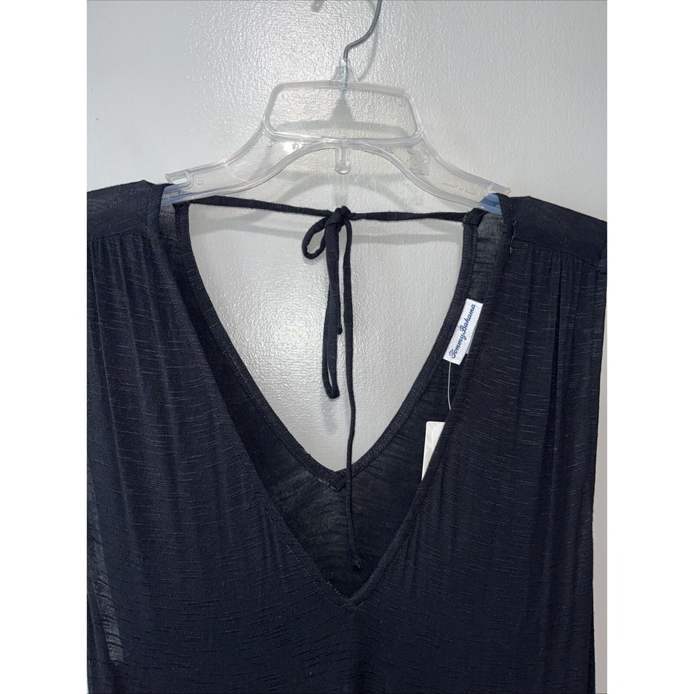 Tommy Bahama Stretch Slub Knit V-neck Maxi Dress Tiered Beach Coverup Black S - Picture 6 of 13
